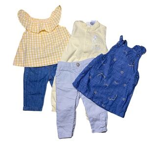 Easter Bunny Yellow 3/6 month baby girl clothing bundle denim, yellow & gingham